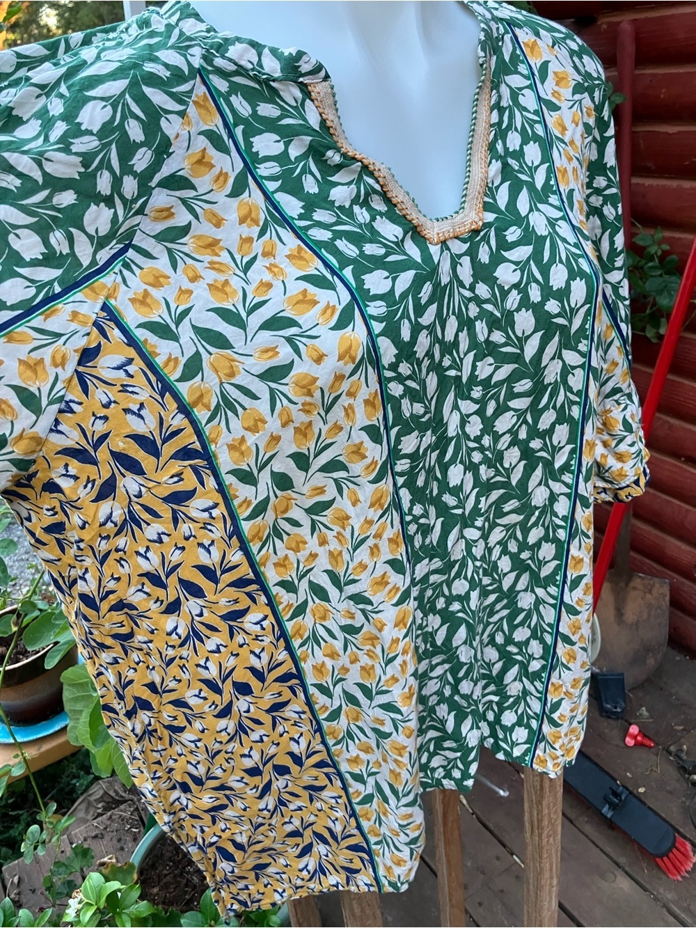 Rayon 2X top garden floral boho - Picture 3 of 7